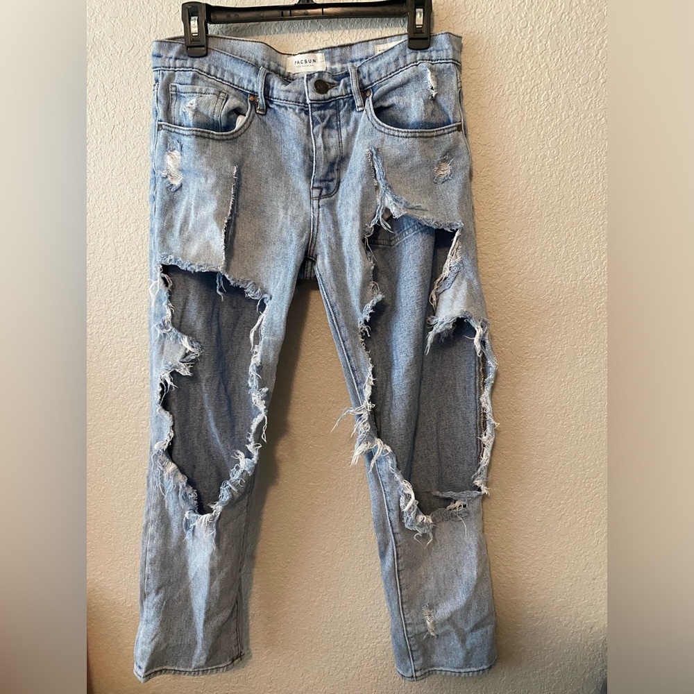 Pacsun, extreme distressed jeans, boyfriend cut